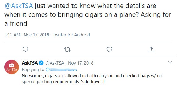 Can you take cigars through airport security