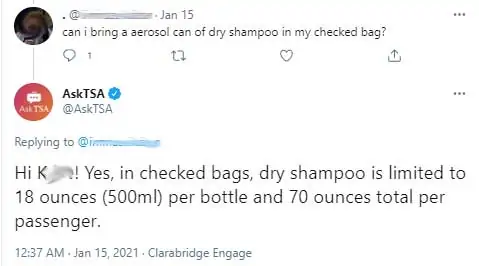 Can I bring dry shampoo in my checked baggage?