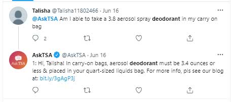 TSA Can you take deodorant in hand luggage