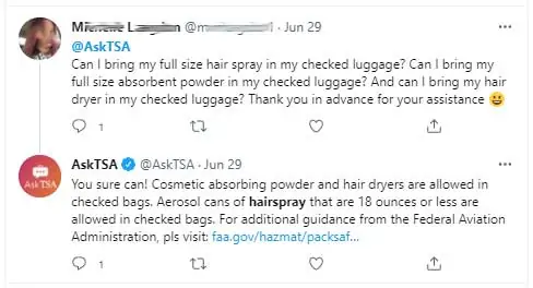 can you take hairspray on a plane