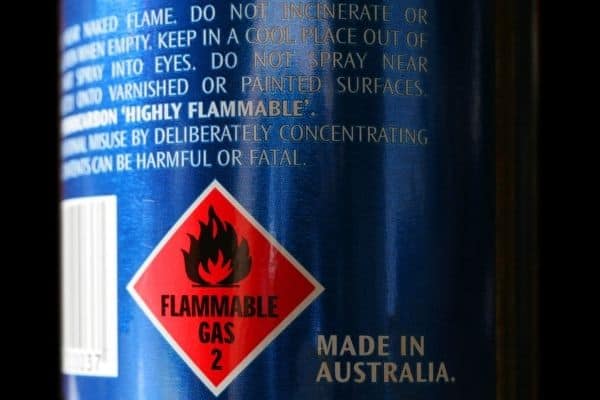 Flammable gases are prohibited