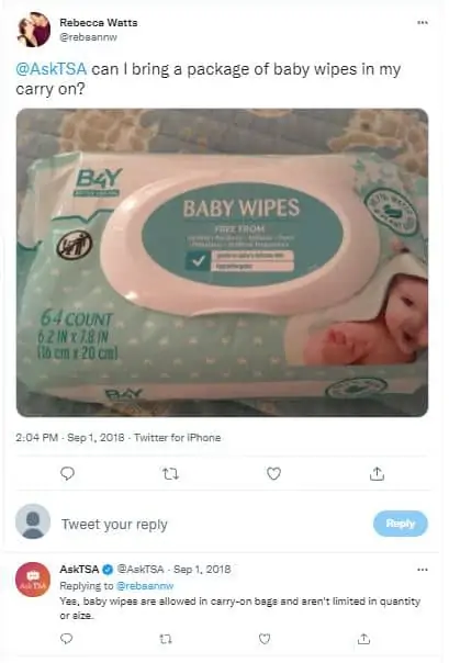 Tsa on sale baby wipes