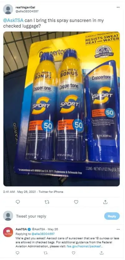 Can you pack store sunscreen on a plane