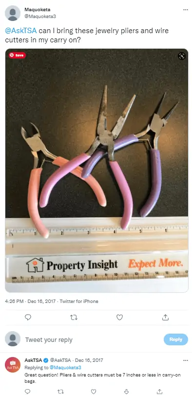 Can you take jewelry pliers through airport security