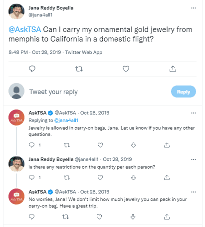 AskTSA advice about flying with jewelry