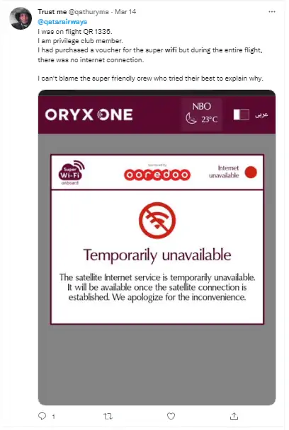 Qatar airways wifi