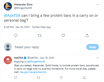 Can you bring protein bars on a plane