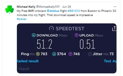 jetblue wifi review - good