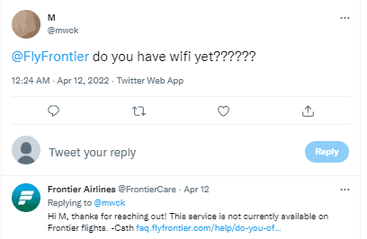 do frontier flights have wifi