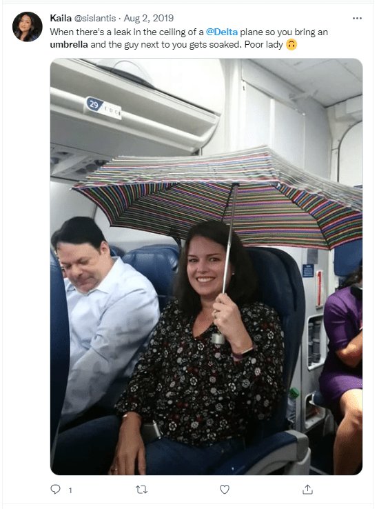 using an umbrella on airplane