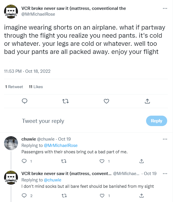 wearing shorts on a plane