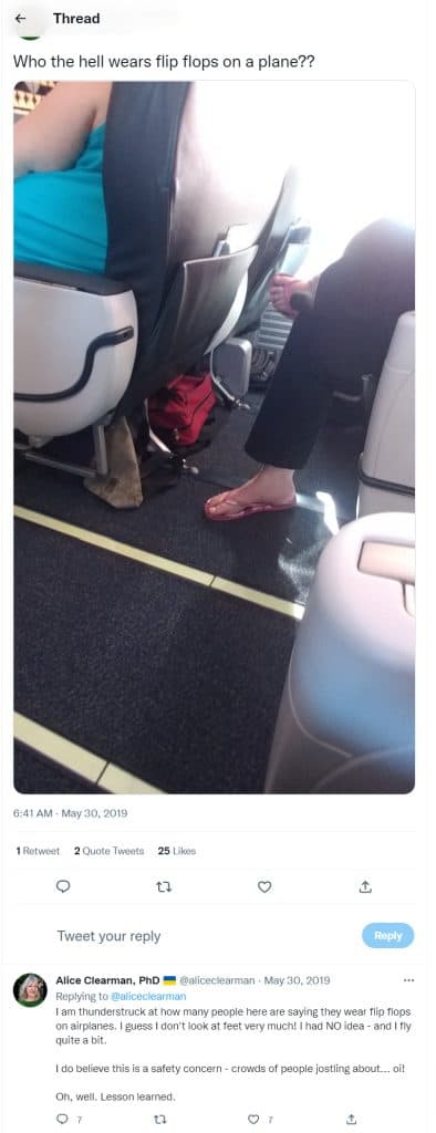 Wearing Slippers on a Plane