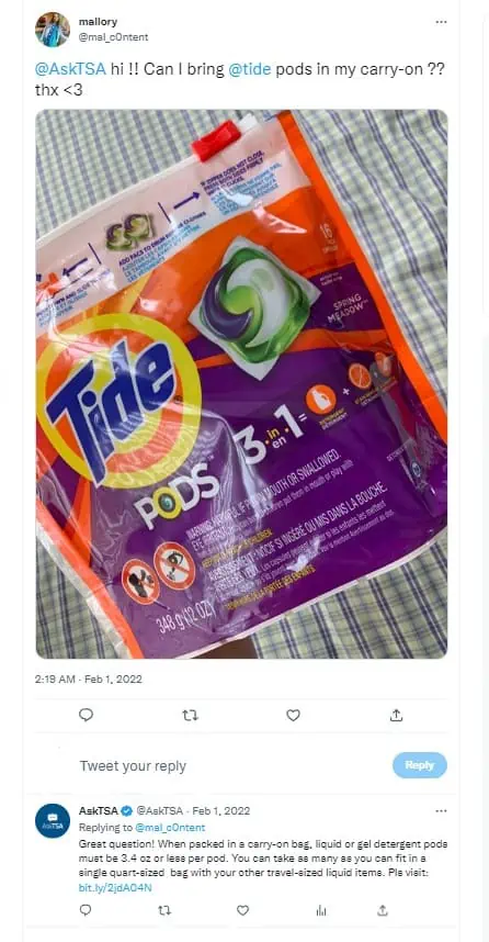 can i take tide pods on a plane