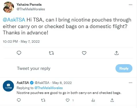 can you take nicotine pouches on a plane