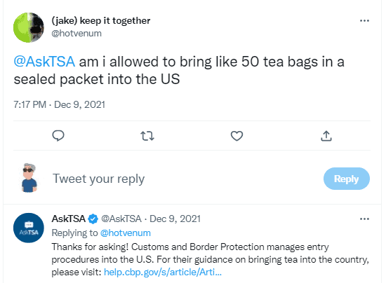 can i take tea bags on an international flight