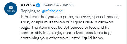 What is considered a liquid for TSA
