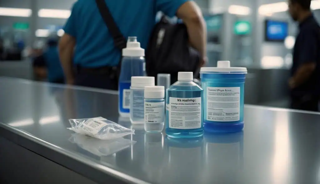Several types of liquid medication at airport security