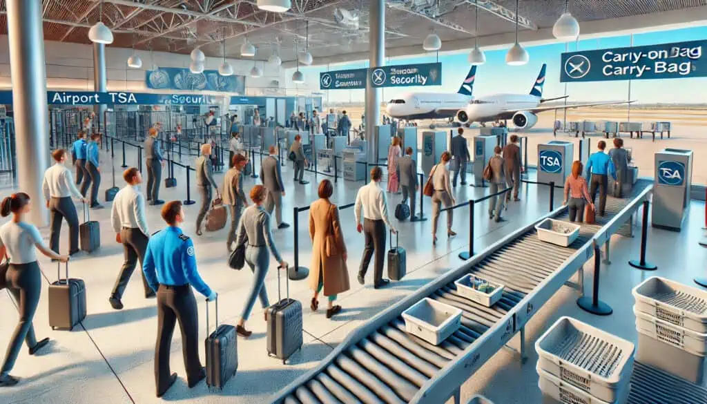 passengers passing through the TSA security area