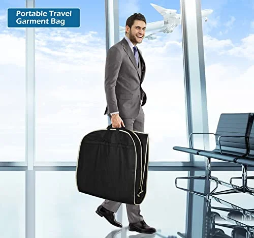 MISSLO 43" Gusseted Travel Garment Bag with Accessories Zipper Pocket Breathable Suit Garment Cover for Shirts Dresses Coats, Black MISSLO 43" Gusseted Travel Garment Bag with Accessories Zipper Pocket Breathable Suit Garment Cover for Shirts Dresses Coats, Black