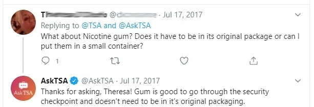 Can You Take Nicotine Gum on a Plane? 2 Can you take nicotine gum on a plane TSA reply